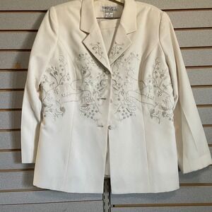 Vintage Tower Hill Collection Skirt Suit Set Floral Applique Button Front 16